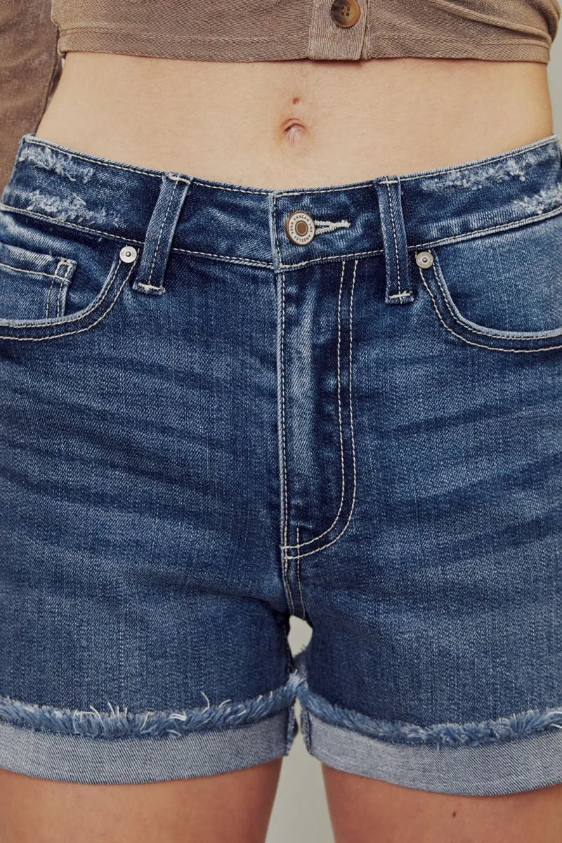 KanCan High Rise Single Fold Shorts