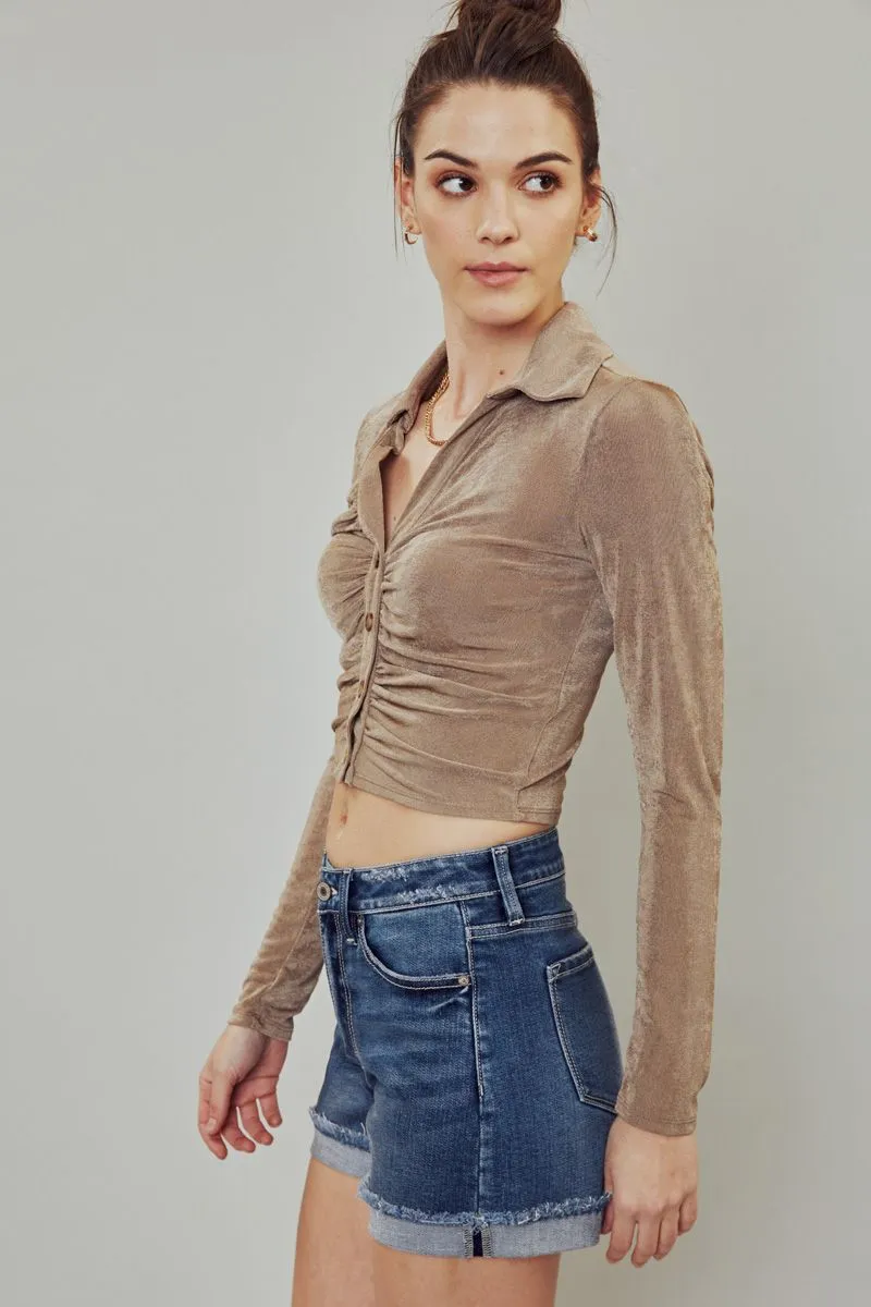 KanCan High Rise Single Fold Shorts