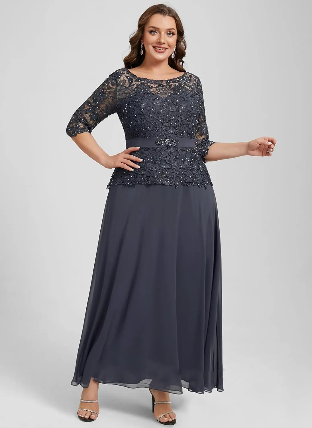 Lace Mother of Bride Dresses Beading Grandmother of Bride Dress Chiffon Formal Dress