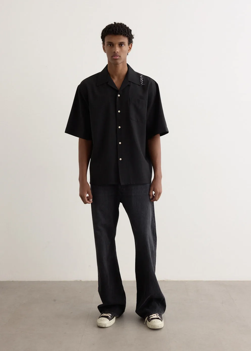 Light Wool Shoulder Logo Shirt
