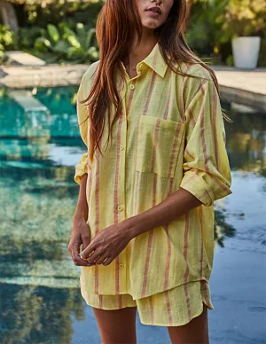 Limoncello Striped Cotton Button-Up Shirt