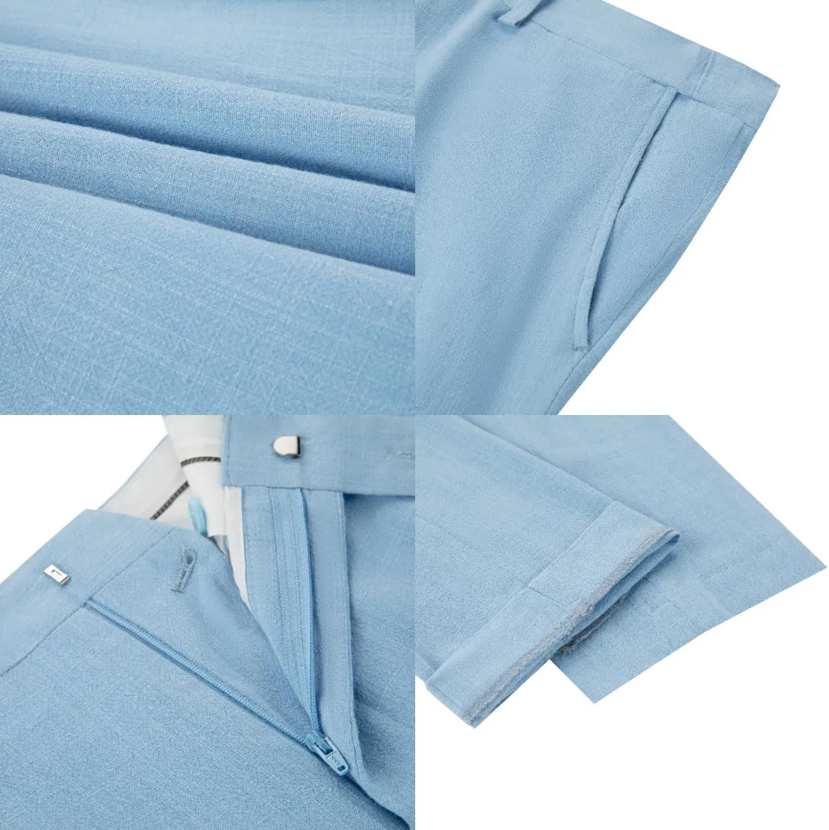Linen Beach Wedding Suits Men's Slim Fit 2 Piece Groom Suit Prom Party Dress Tuxedos Vest Pants Suit Set