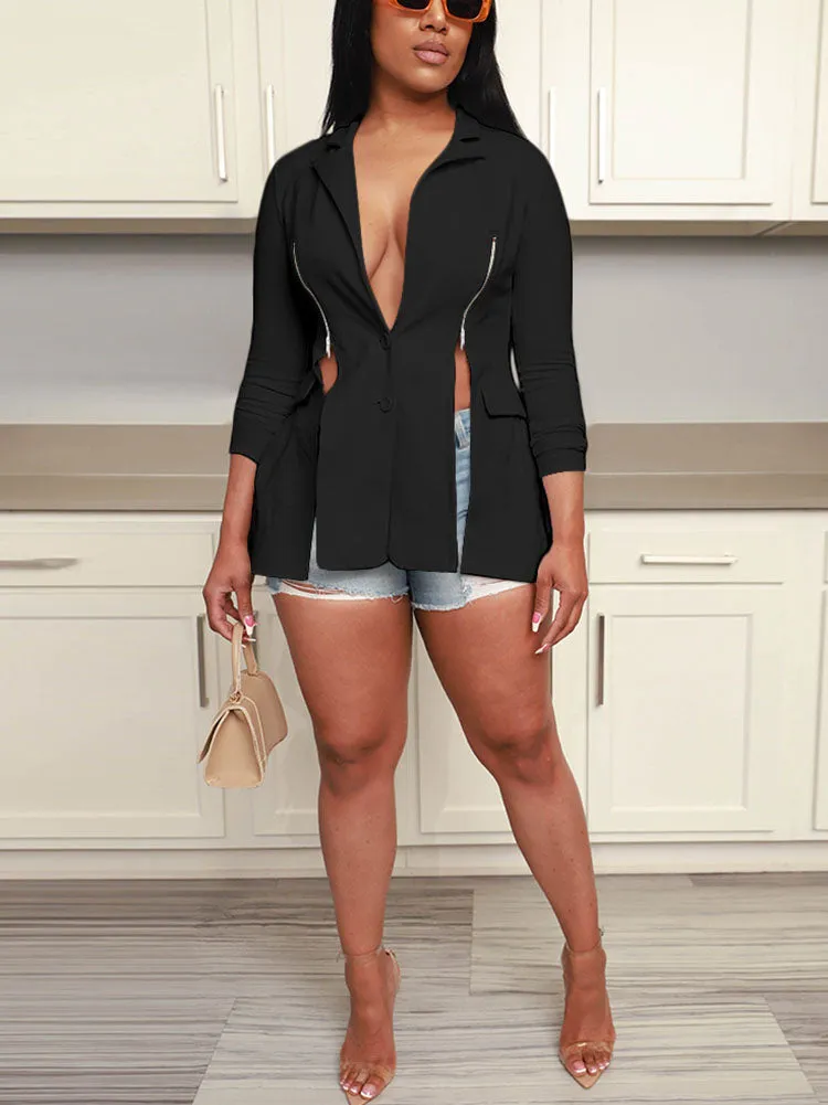 Long Sleeves Split Zipper Jackets