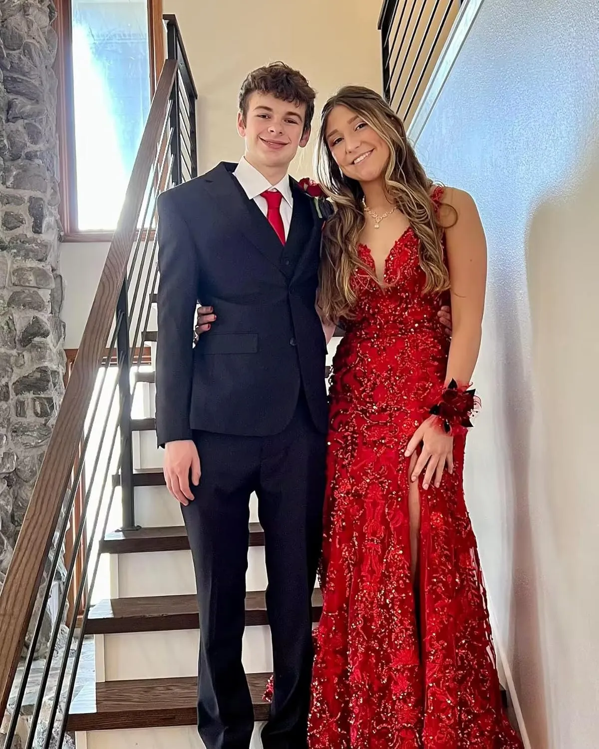 LORIE Sparkly Sequin Mermaid Prom Dresses for Women 2025 Long V Neck Applique Formal Evening Gown with Slit
