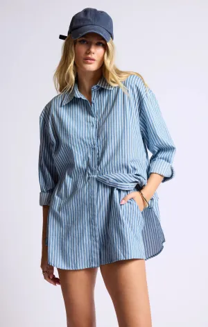 Market Day Shirt Style Layered Romper