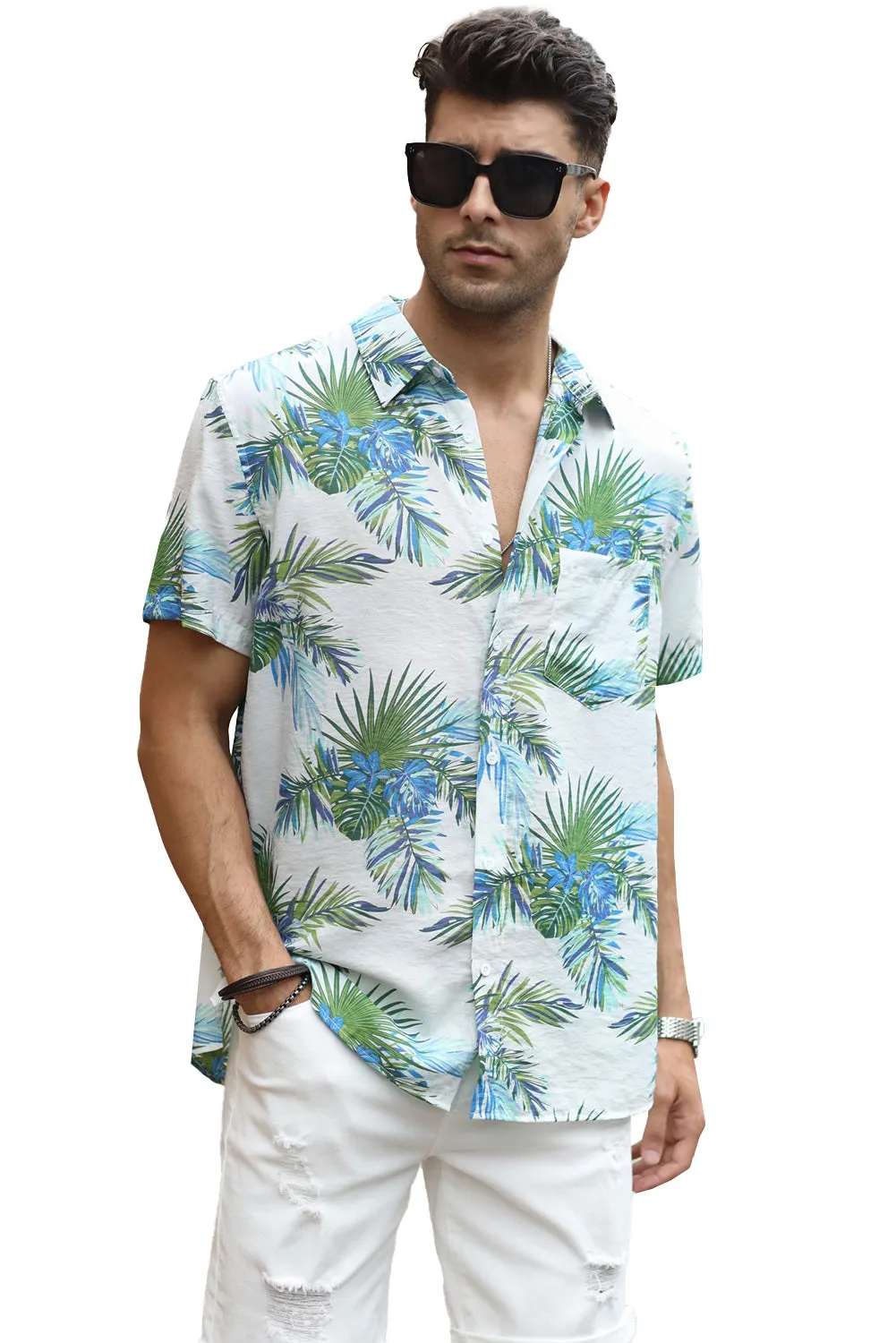 Men Regular Fit Short Sleeve Casual Hawaiian Shirt