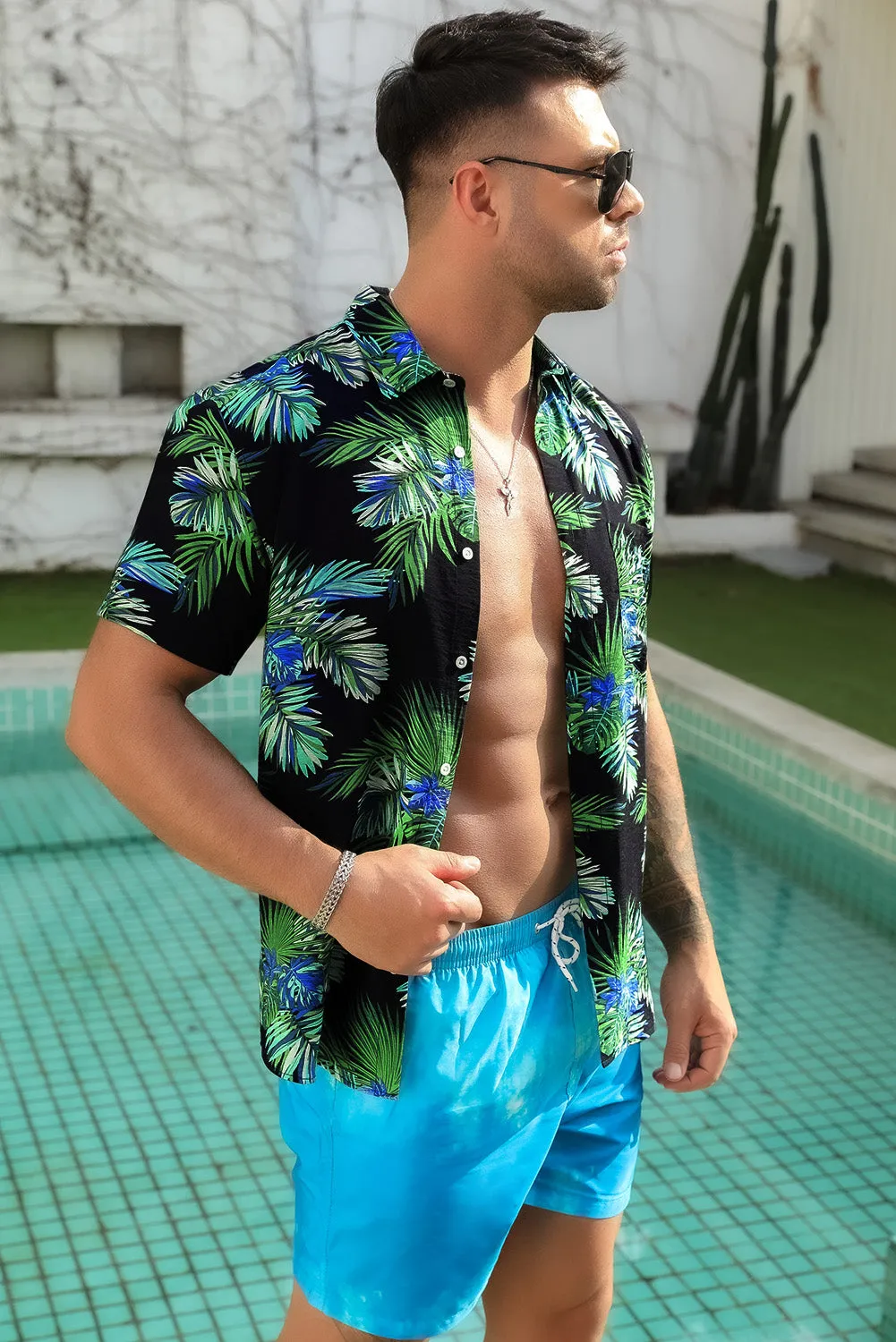 Men Regular Fit Short Sleeve Casual Hawaiian Shirt