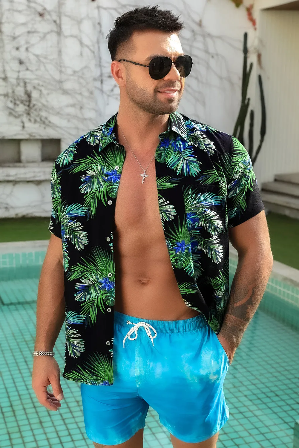Men Regular Fit Short Sleeve Casual Hawaiian Shirt