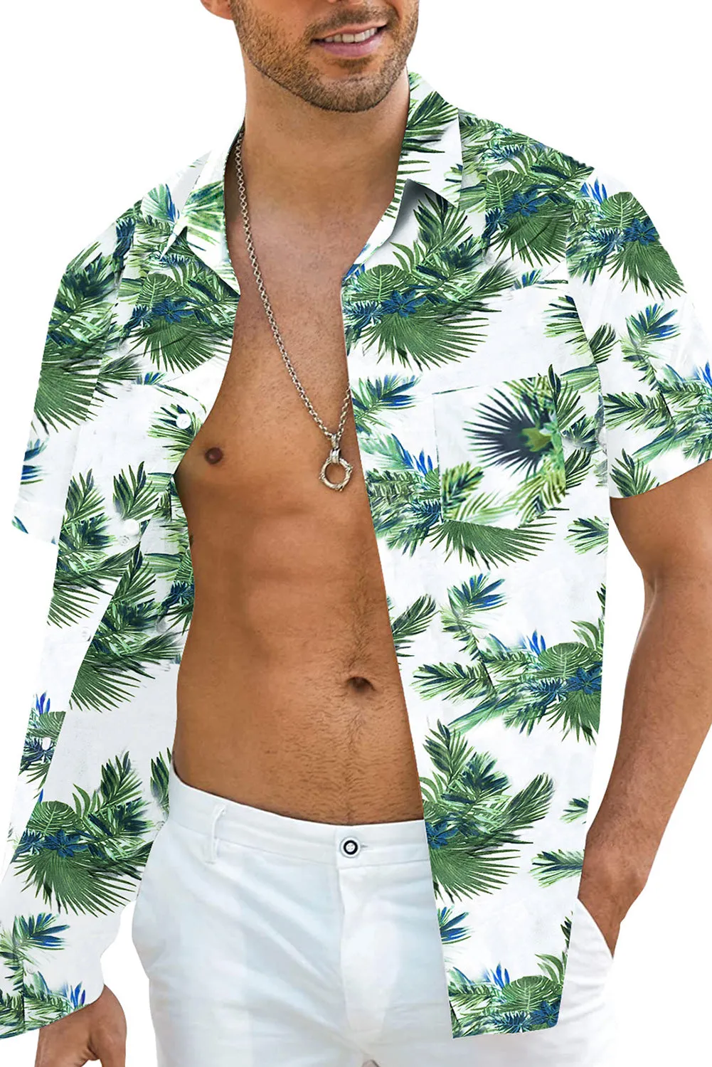 Men Regular Fit Short Sleeve Casual Hawaiian Shirt