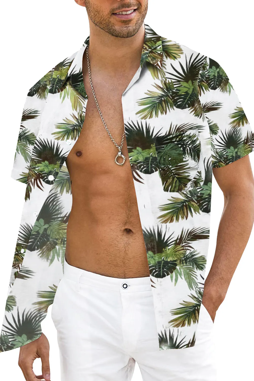 Men Regular Fit Short Sleeve Casual Hawaiian Shirt