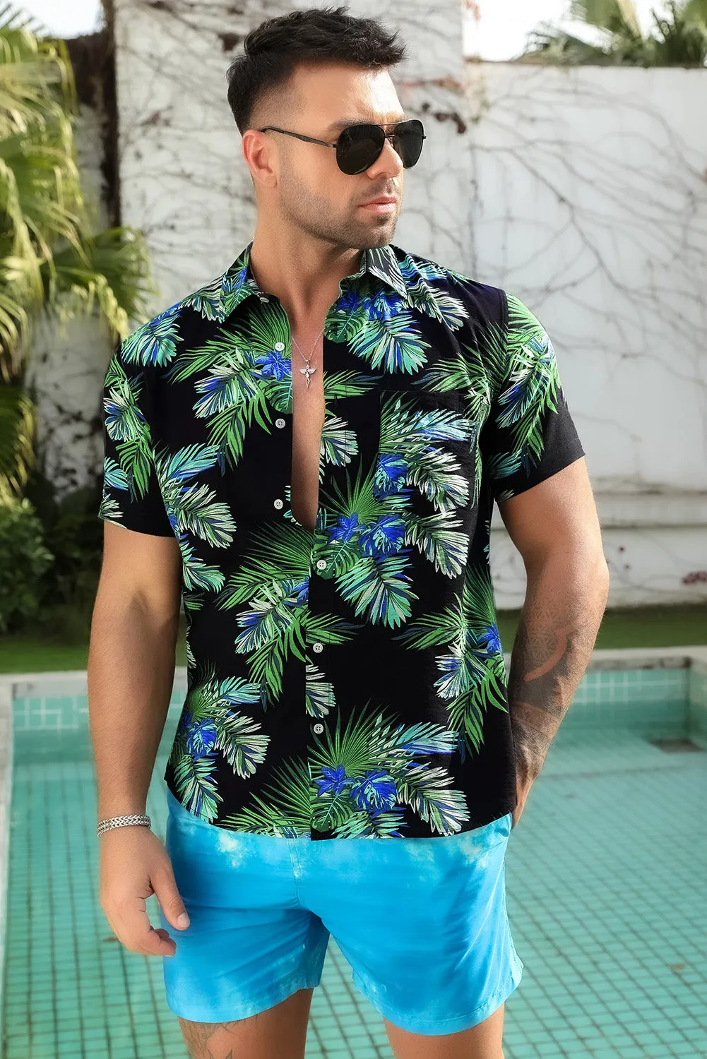 Men Regular Fit Short Sleeve Casual Hawaiian Shirt