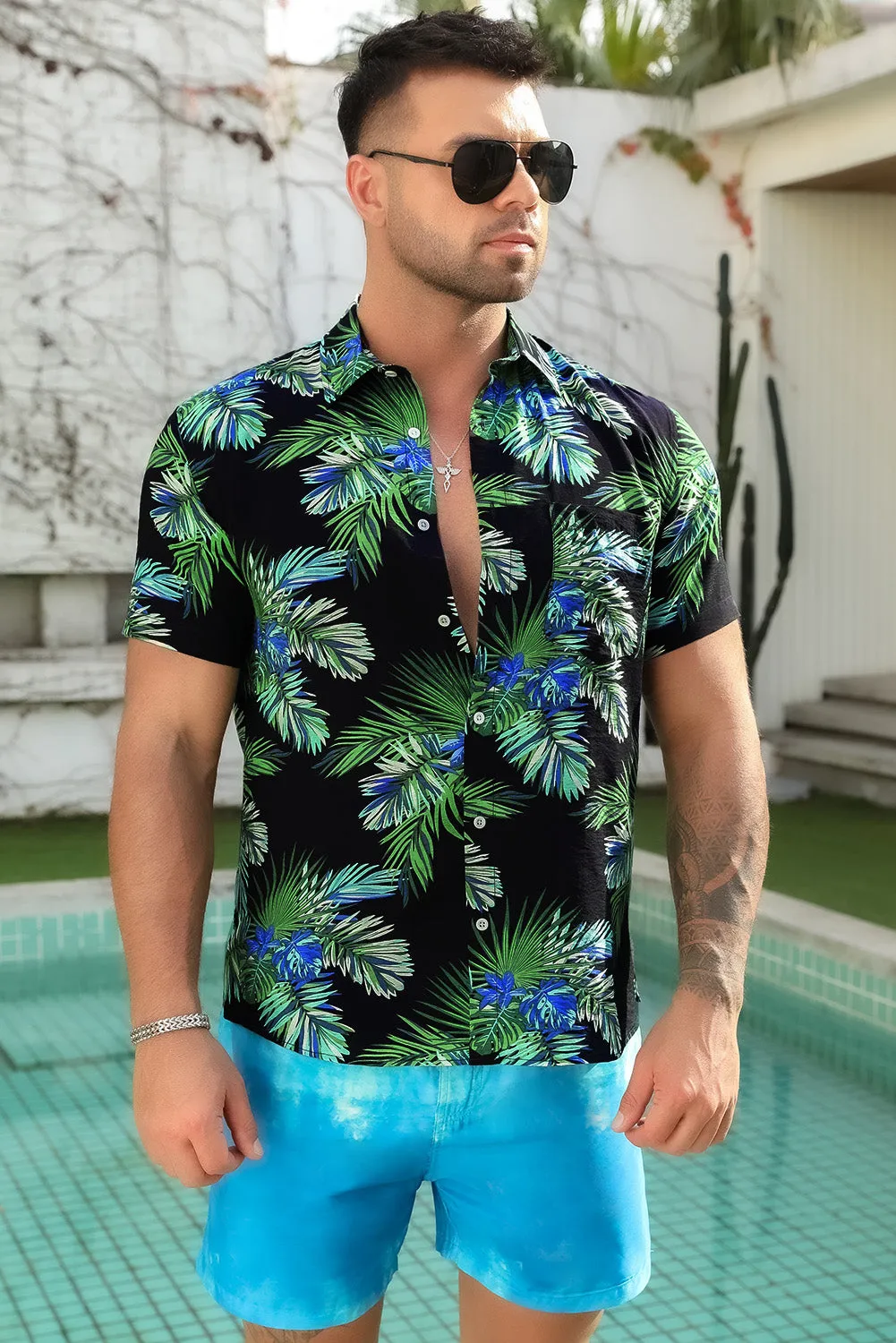 Men Regular Fit Short Sleeve Casual Hawaiian Shirt
