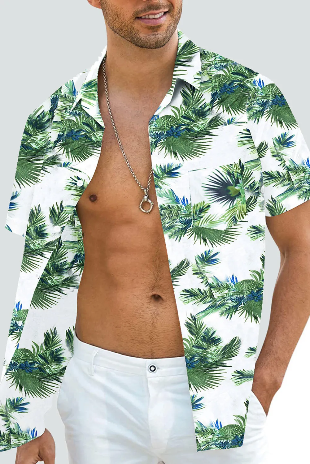Men Regular Fit Short Sleeve Casual Hawaiian Shirt