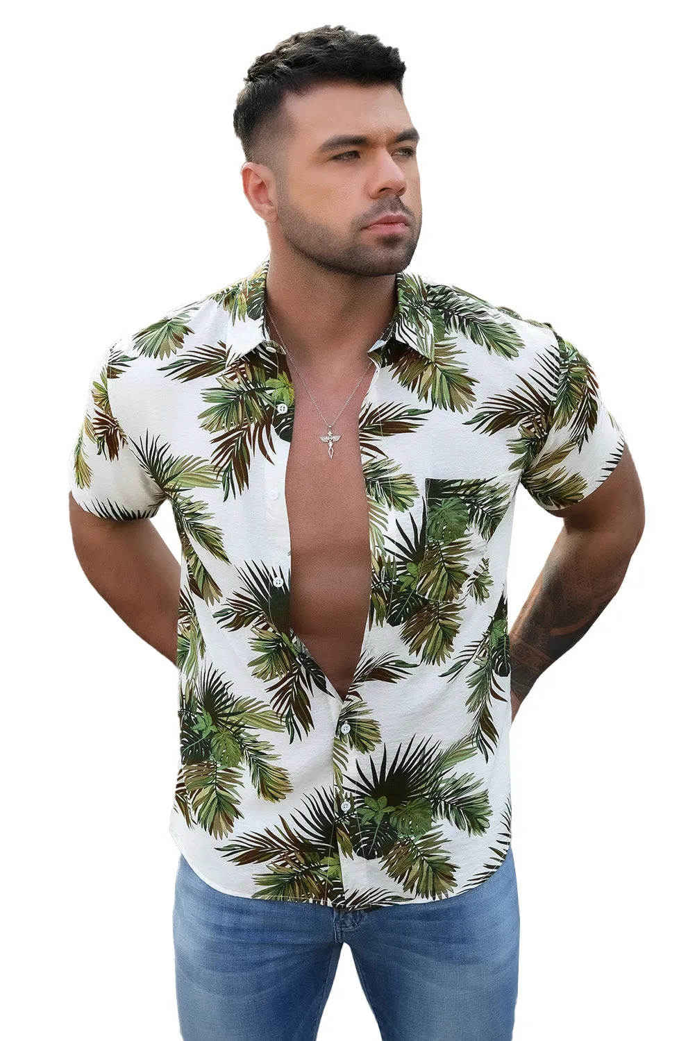 Men Regular Fit Short Sleeve Casual Hawaiian Shirt