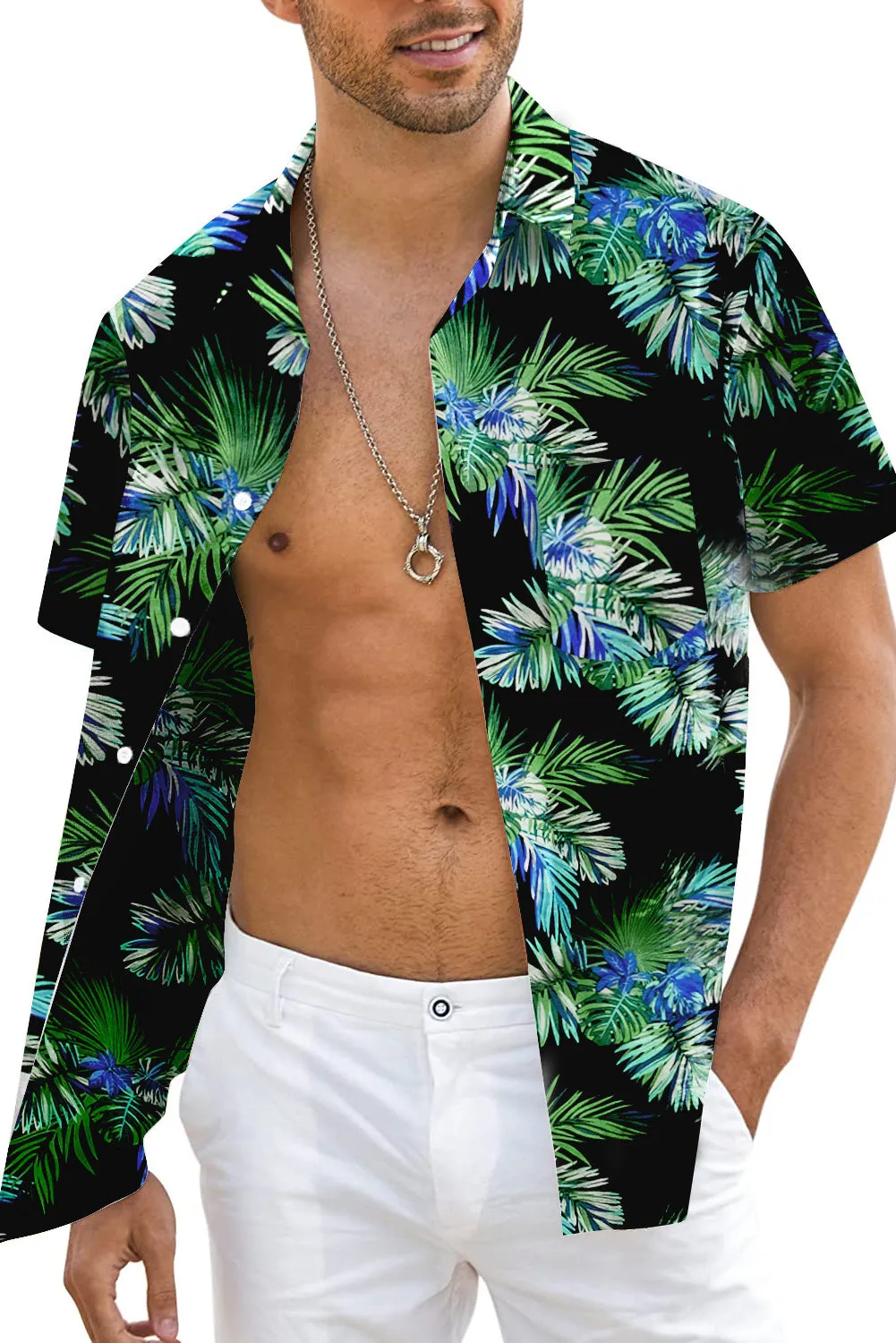 Men Regular Fit Short Sleeve Casual Hawaiian Shirt