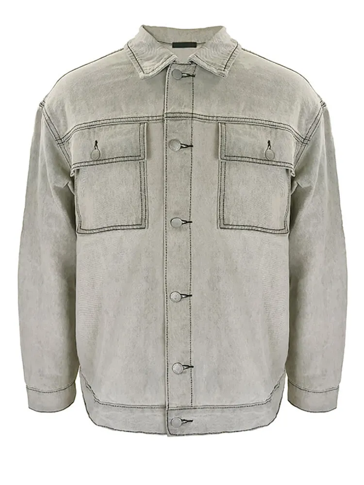 Mens Denim Long Sleeve Button Down Jackets