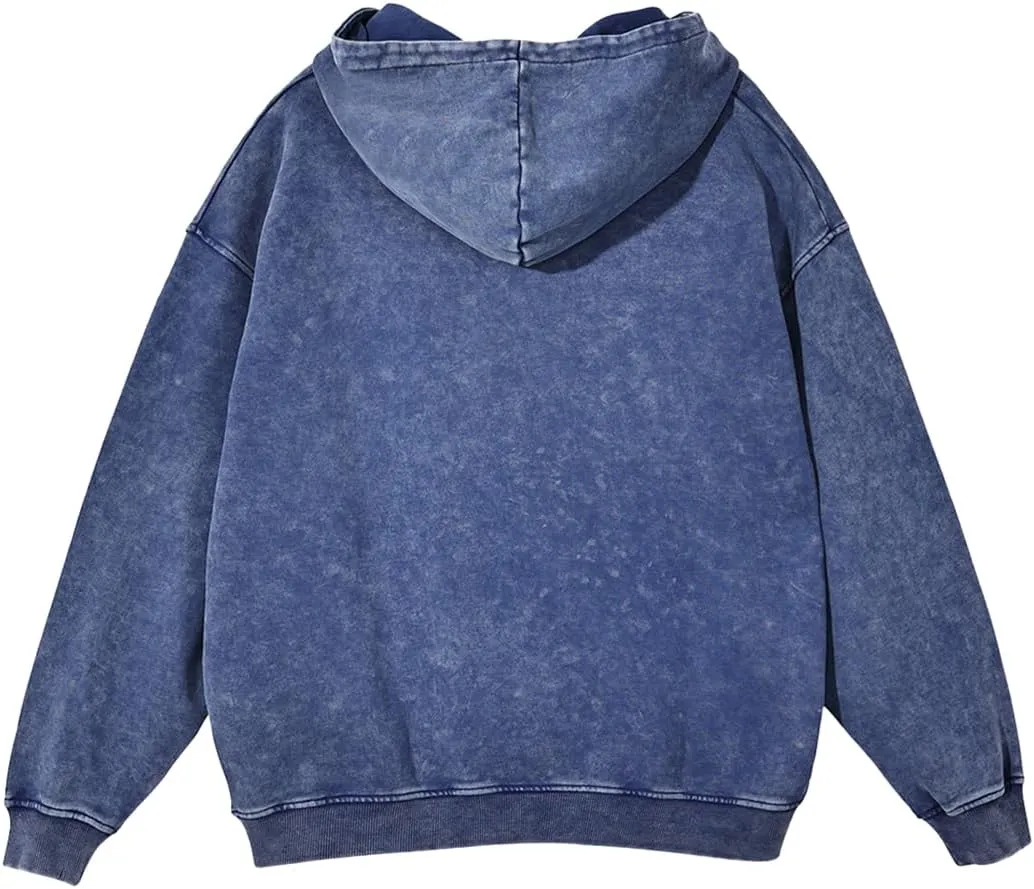 Mens Hoodies Pullover Vintage Hooded Sweatshirt Washed Hoodie Oversized Heavyweight Streetwear Cotton Sweatshirt