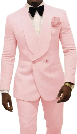 Men's Two Piece Shawl Lapel Suit Jacquard Tuxedo for Wedding Daily Business Blazer Pant Set
