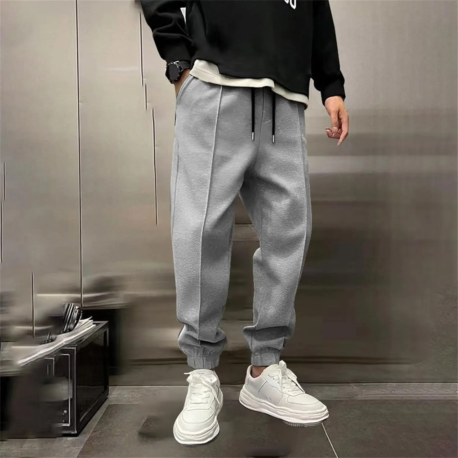 MIDOO Cargo Pants Men Drawstring Chino Cargo Pants Lightweight Hiking Pants Outdoor Twill Track Jogging Sweatpants Pants