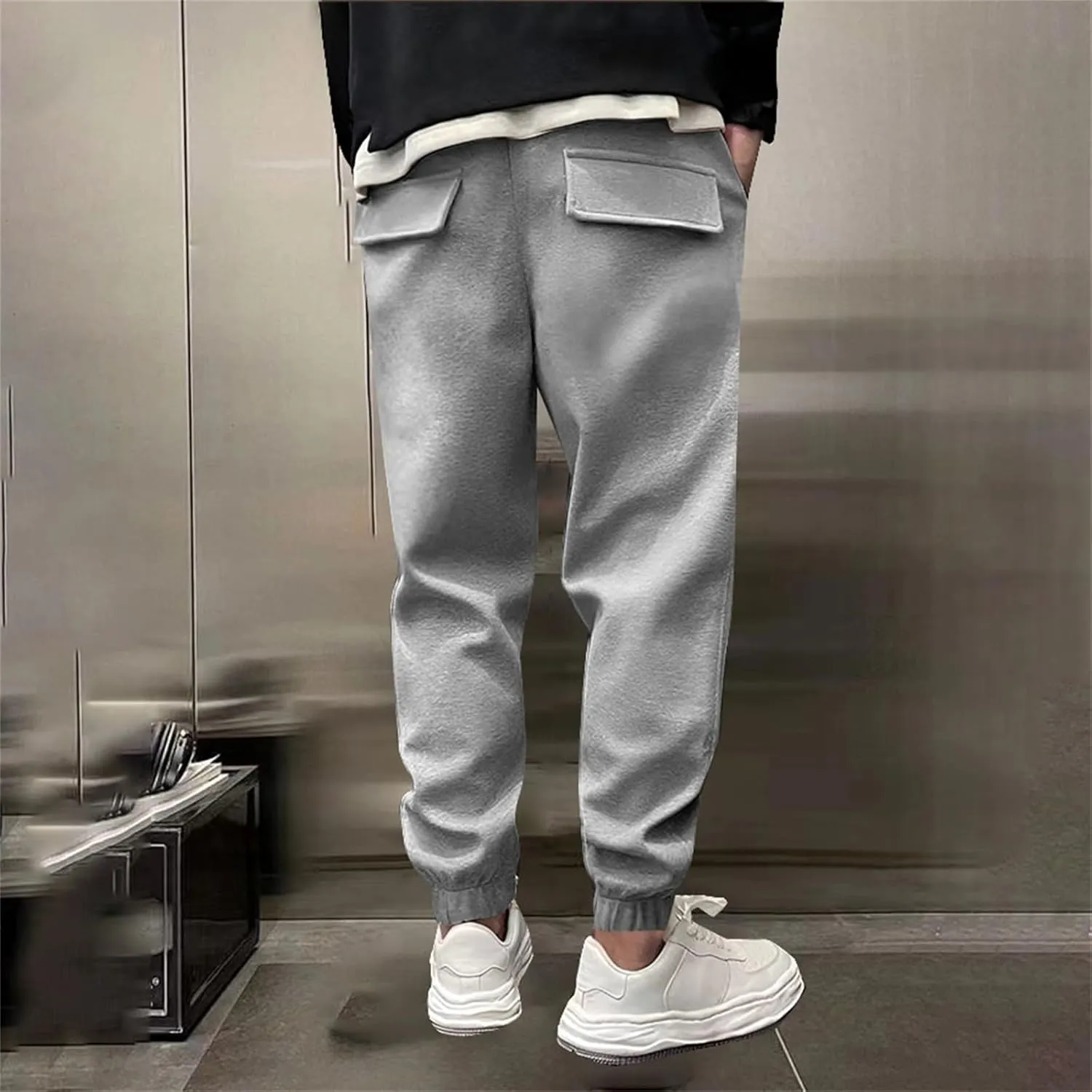 MIDOO Cargo Pants Men Drawstring Chino Cargo Pants Lightweight Hiking Pants Outdoor Twill Track Jogging Sweatpants Pants