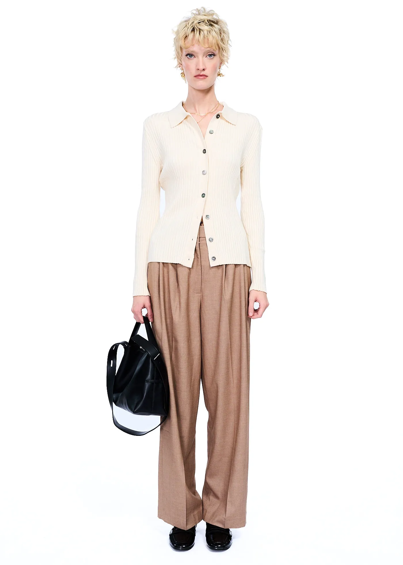 Mijeong Park Collared Ribbed Cardigan