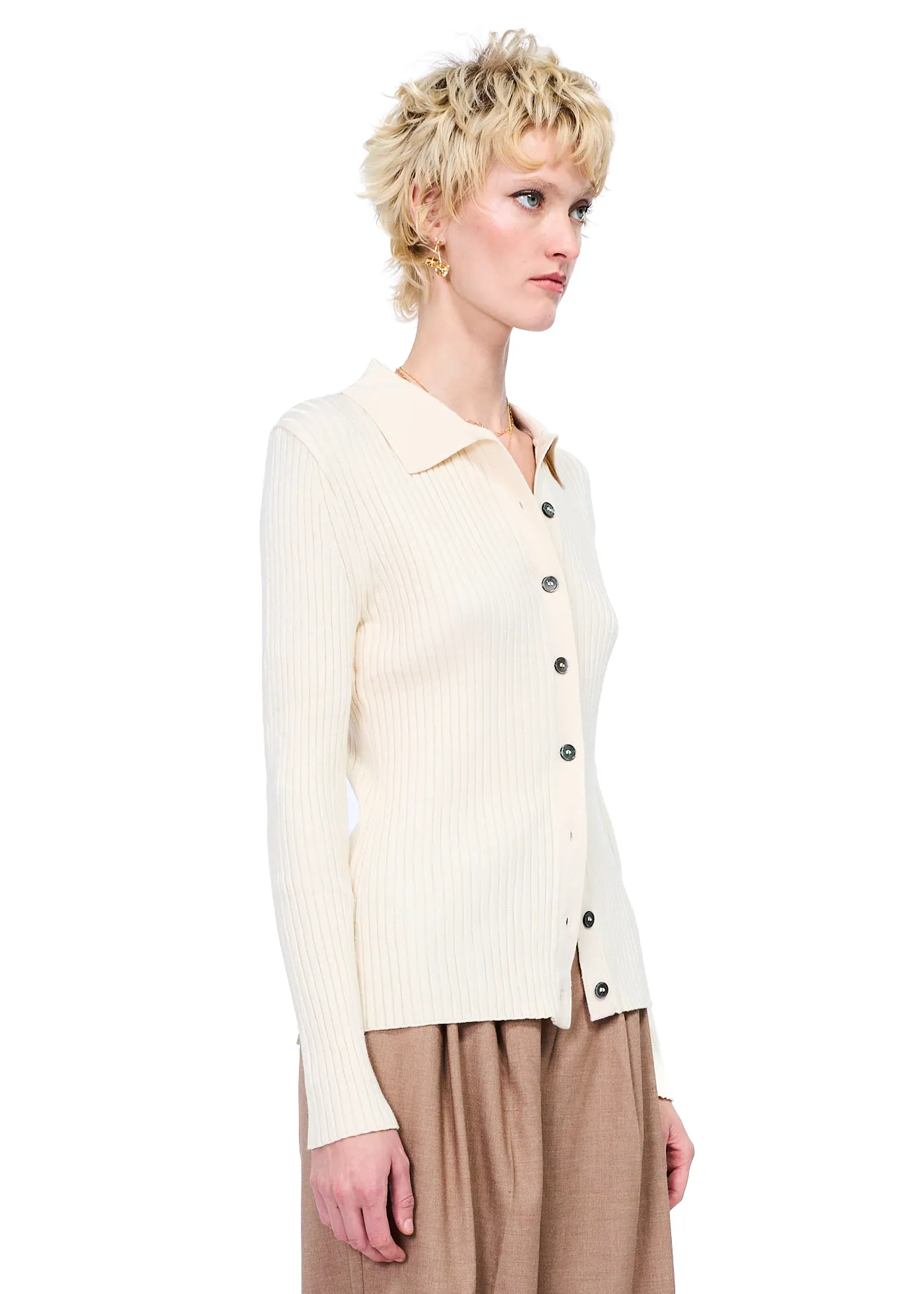 Mijeong Park Collared Ribbed Cardigan
