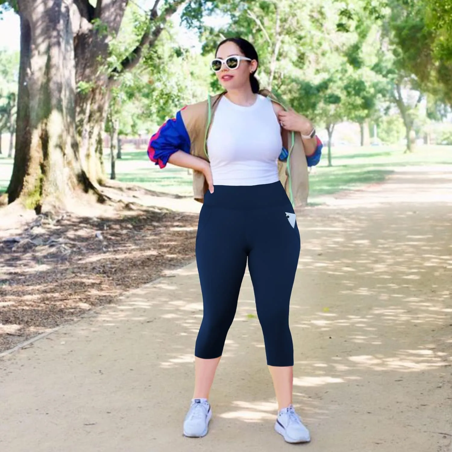 MOREFEEL Capri Plus Size Leggings for Women with Pockets-Stretchy XL-4XL Tummy Control High Waist Workout Black Yoga Pants