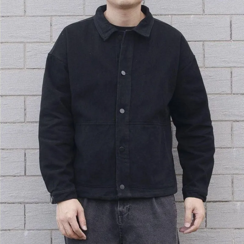 Nukty Men's All-match Denim Jacket Autumn and Winter Hong Kong Style Loose Korean Solid Color Fashion Comfortable Casual Work Jacket