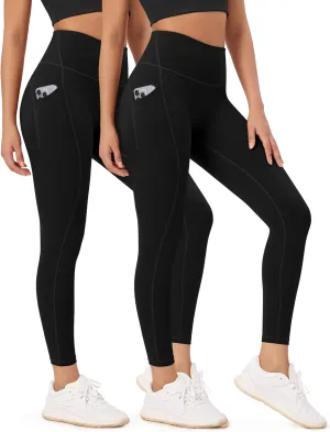 ODODOS 2-Pack 7/8 High Waist Workout Leggings with Pockets for Women, 25"/ 28" Tummy Control Athletic Yoga Pants