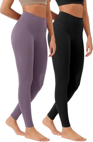 ODODOS Women's High Waist Workout Leggings 2-Pack Tummy Control Yoga Pants - 25" / 28" Inseam, ODLEX Fabric-Squat Proof