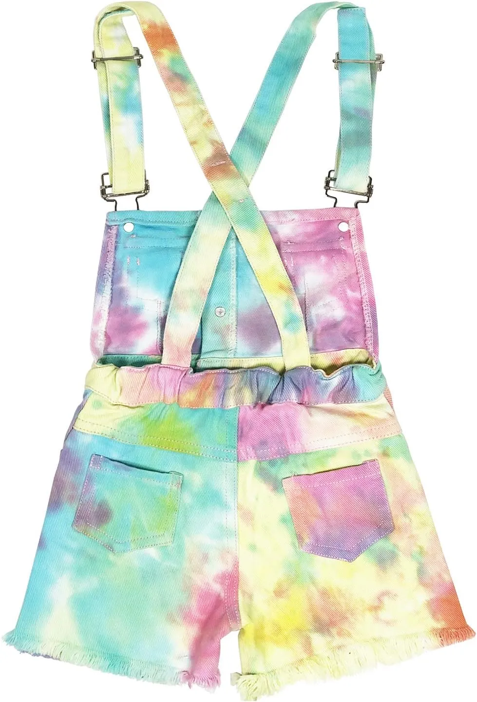 Peacolate 3-11T Little&Big Kids Girls Jumpsuit&Rompers Bib Overalls Colorful Tie-dye Shortalls Suspender Shorts Jeans Pants