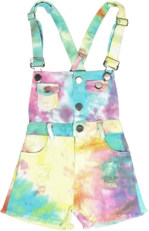 Peacolate 3-11T Little&Big Kids Girls Jumpsuit&Rompers Bib Overalls Colorful Tie-dye Shortalls Suspender Shorts Jeans Pants