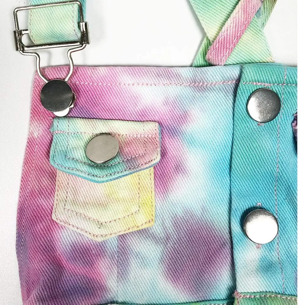 Peacolate 3-11T Little&Big Kids Girls Jumpsuit&Rompers Bib Overalls Colorful Tie-dye Shortalls Suspender Shorts Jeans Pants