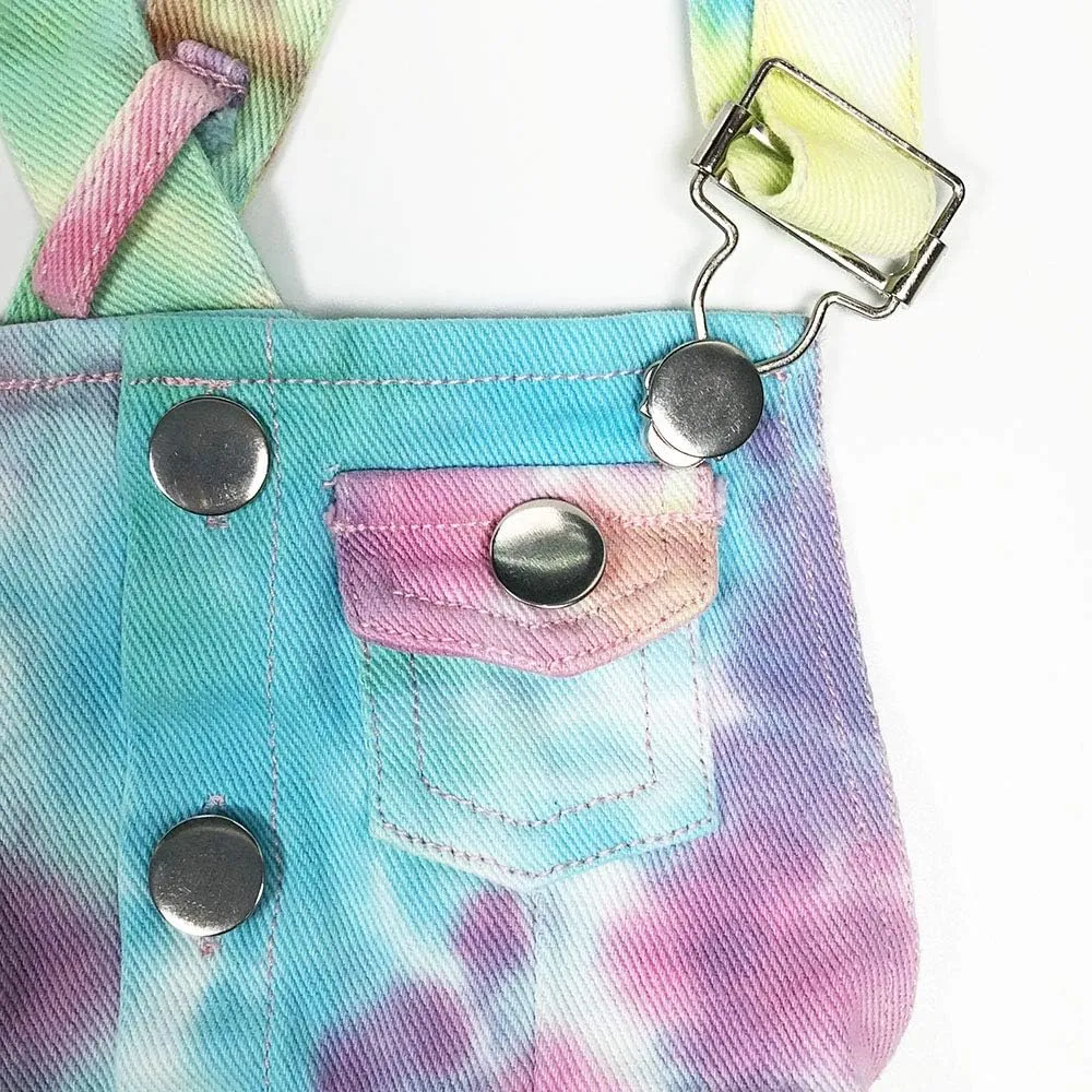 Peacolate 3-11T Little&Big Kids Girls Jumpsuit&Rompers Bib Overalls Colorful Tie-dye Shortalls Suspender Shorts Jeans Pants