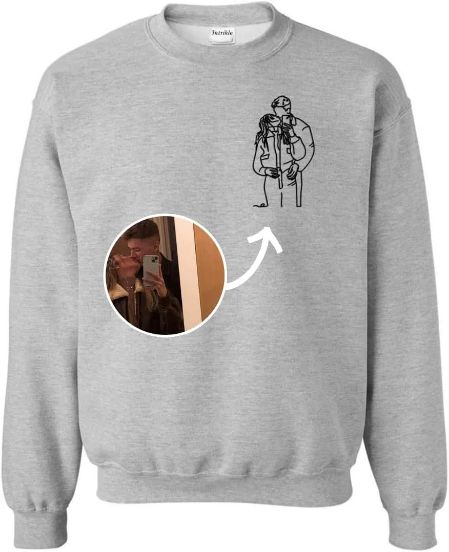 Premium Custom Photo Embroidered Hoodie, Oversized Sweatshirt Women, DIY Gift Memorial Picture Hoodie- Size S to 4XL