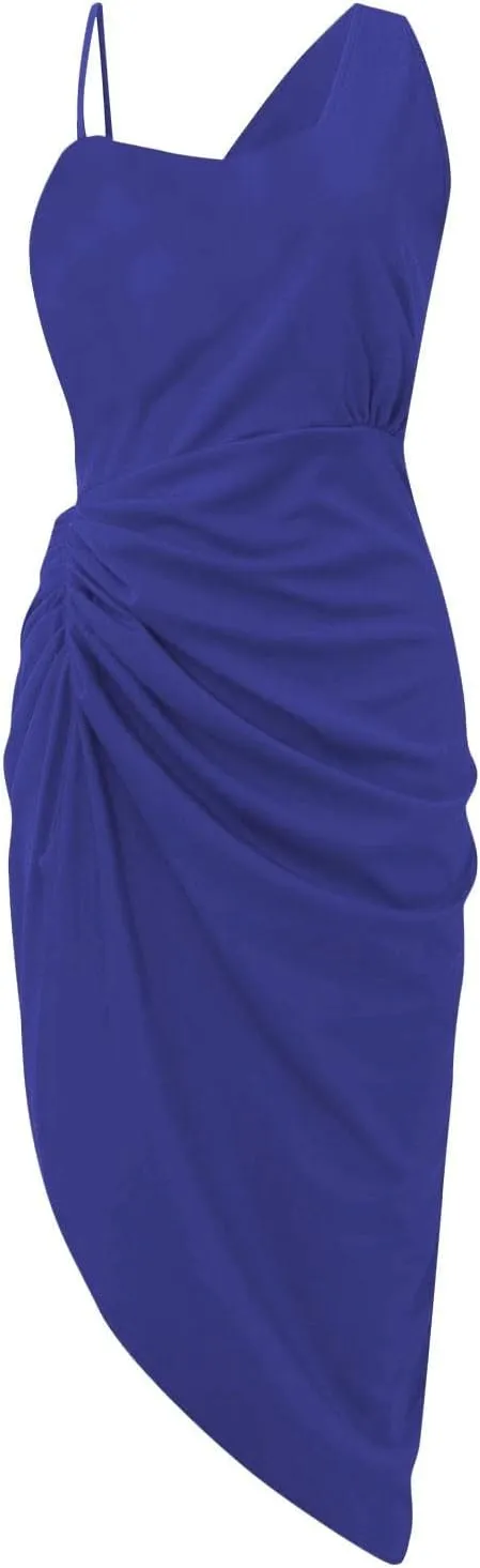 Prom Dresses for Women 2024 One Shoulder High Split Ruched Bodycon Cocktail Sequin Elegant Evening Party Midi Dress