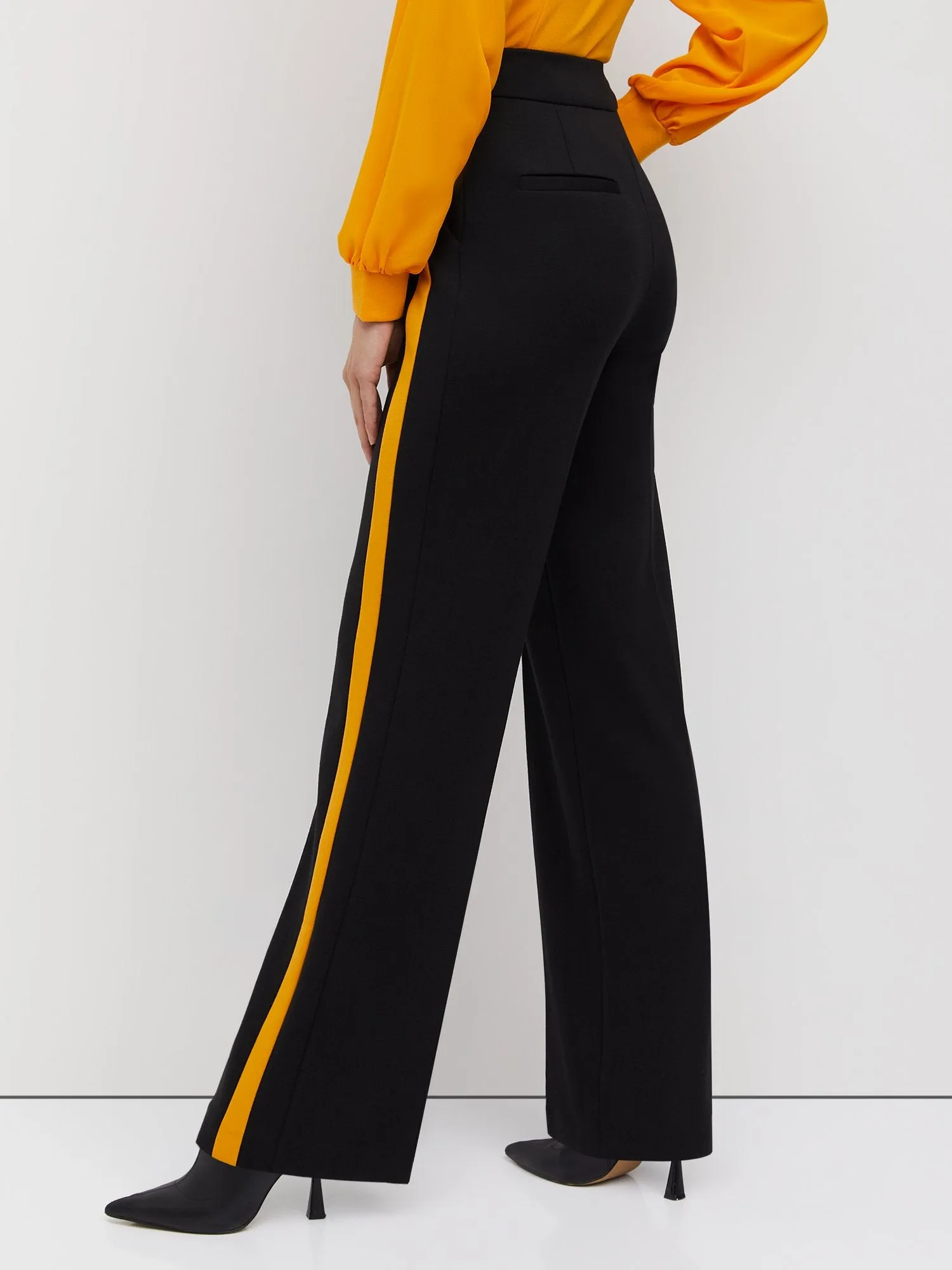 Pull-On Side-Stripe Wide-Leg Ponte Pant - Superflex