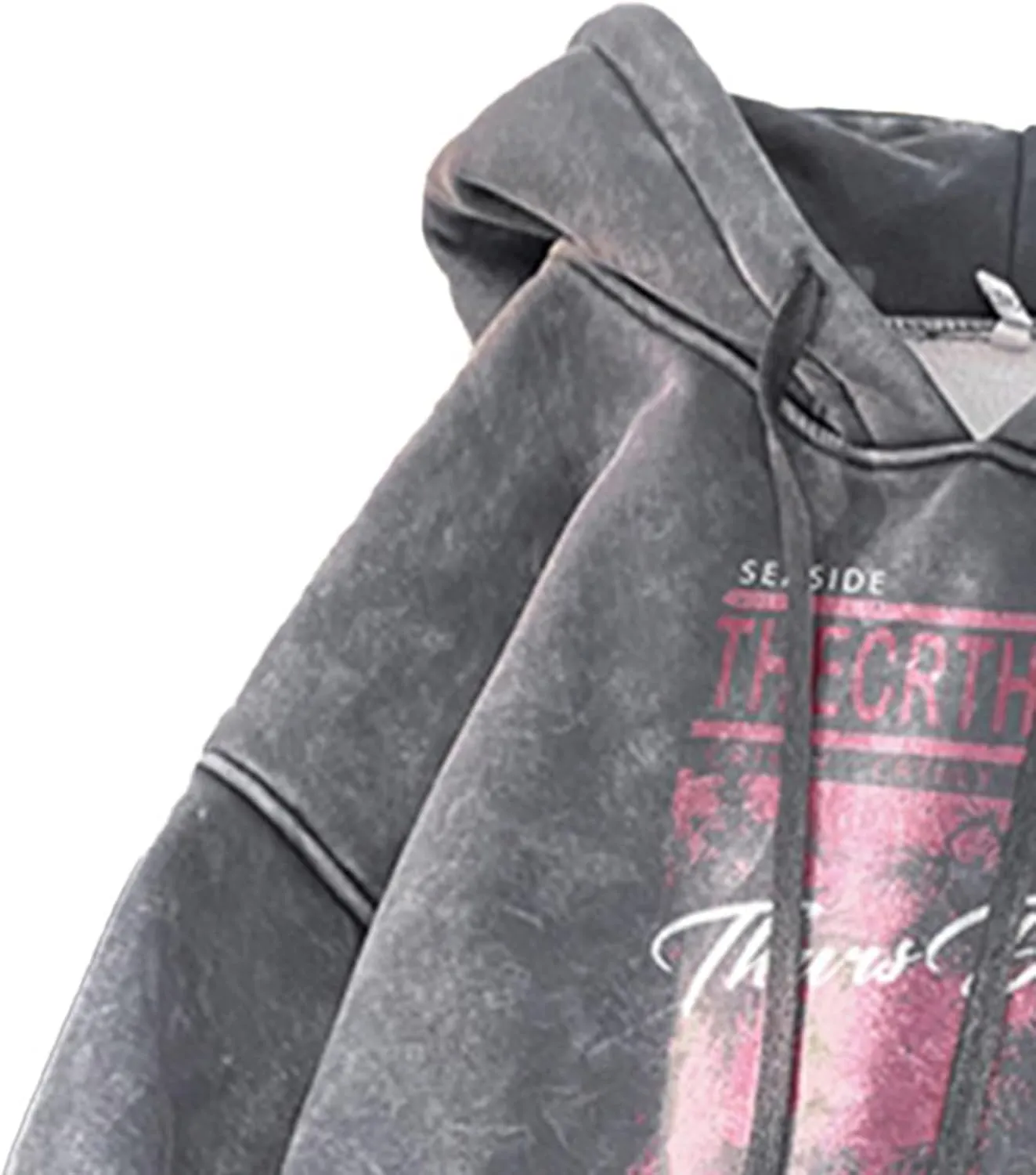 Retro Washed Hoodies Mens Distressed Hoodie Sweatshirt Graphic Heavyweight Pullover Sweatshirt