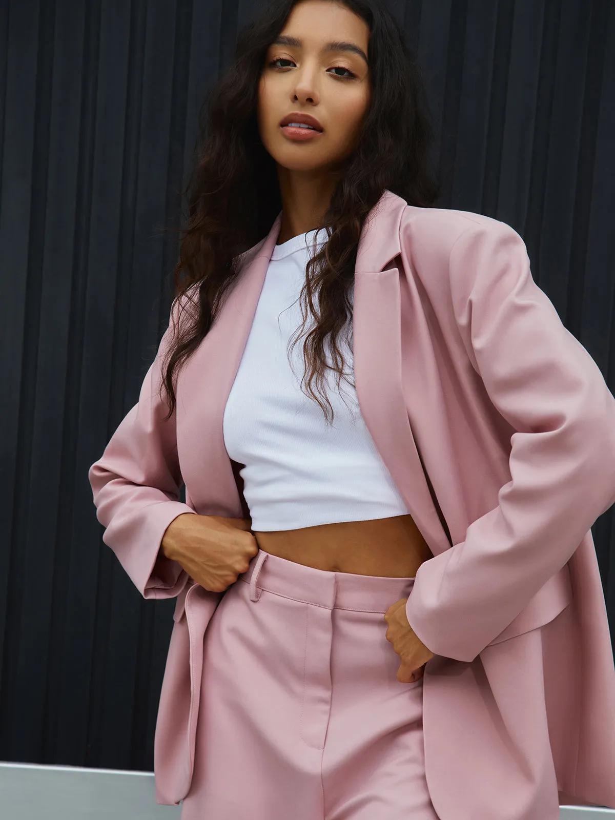 Rosy Glow Pockets Trendy Wide Leg Pants