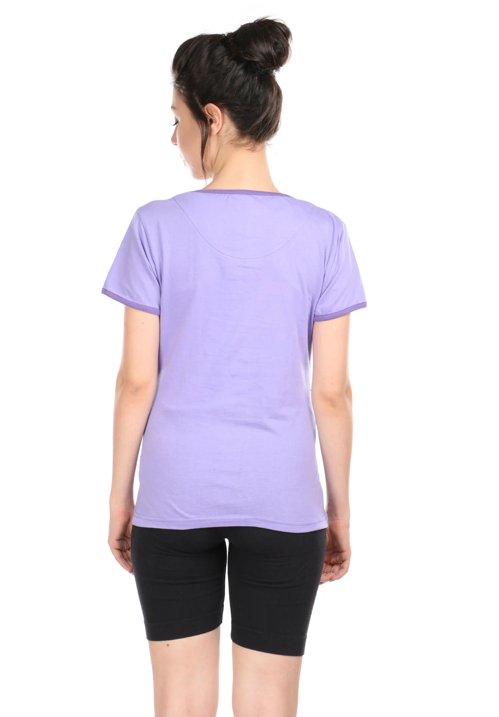 Semantic Women's Cotton T-Shirt - Heart Print (Slim Fit)
