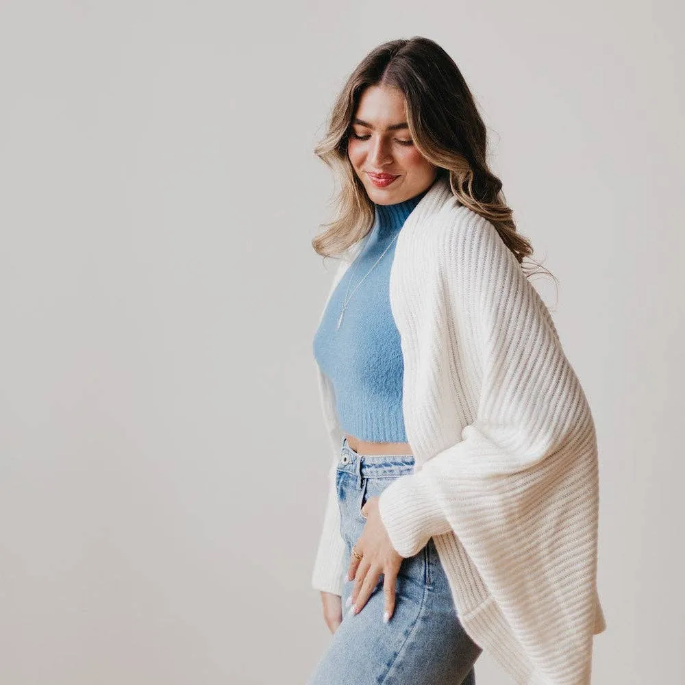Shrug It Off Soft Knit Cardigan: Black