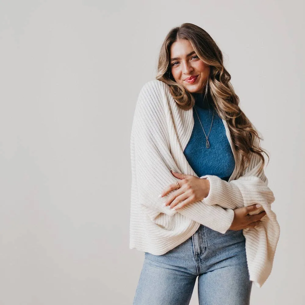 Shrug It Off Soft Knit Cardigan: Black
