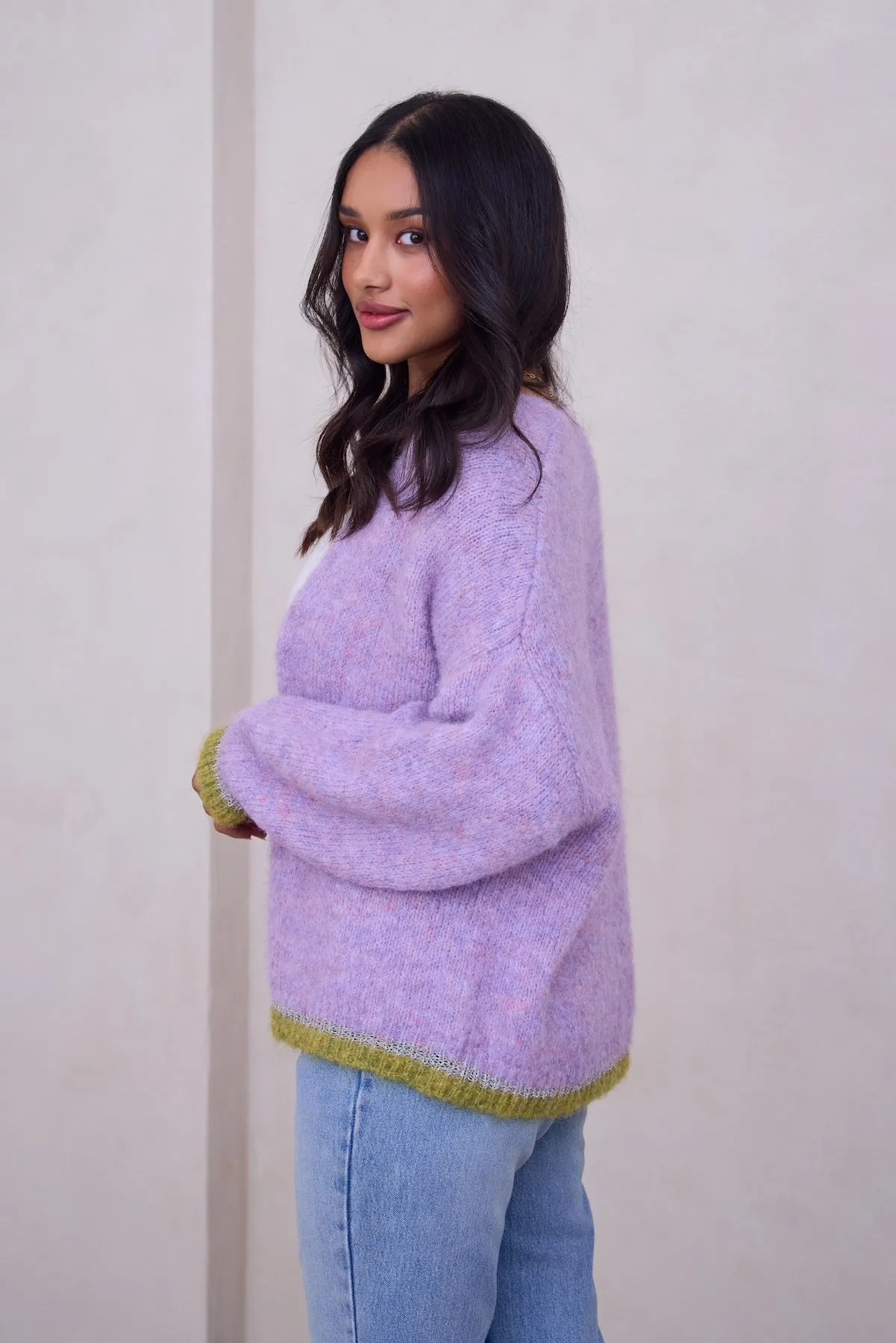 Soft Knit Mohair Cardigan Sweater