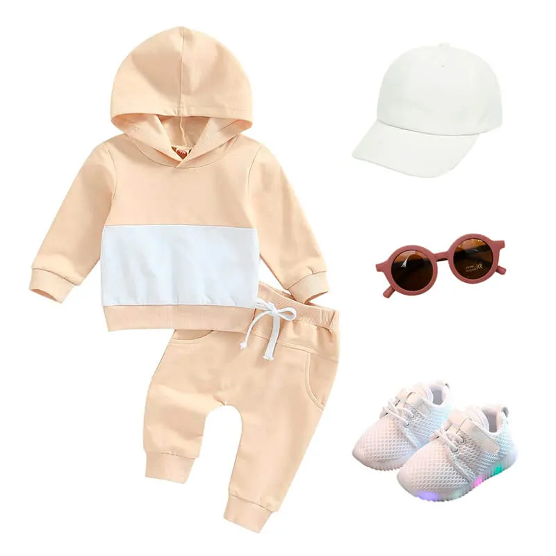 Solid Pants Hooded Toddler Set