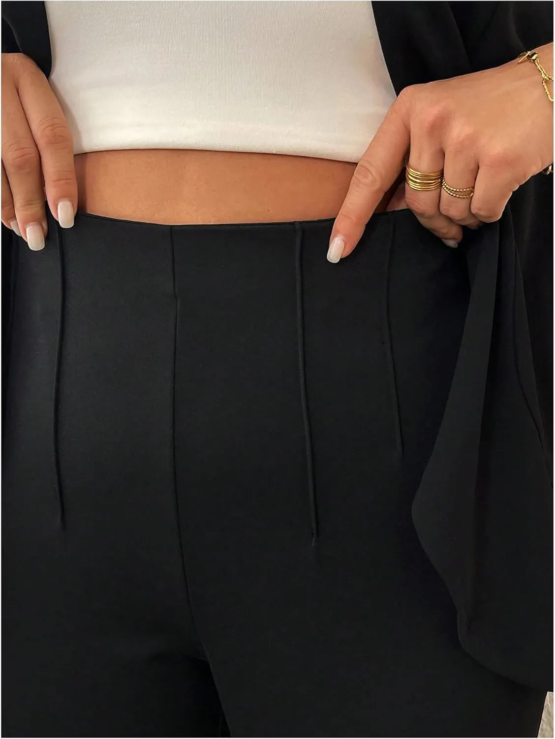 SOLY HUX Women's Plus Size 2 Piece Outfit Open Front 3/4 Sleeve Blazer and Pants Business Casual Set