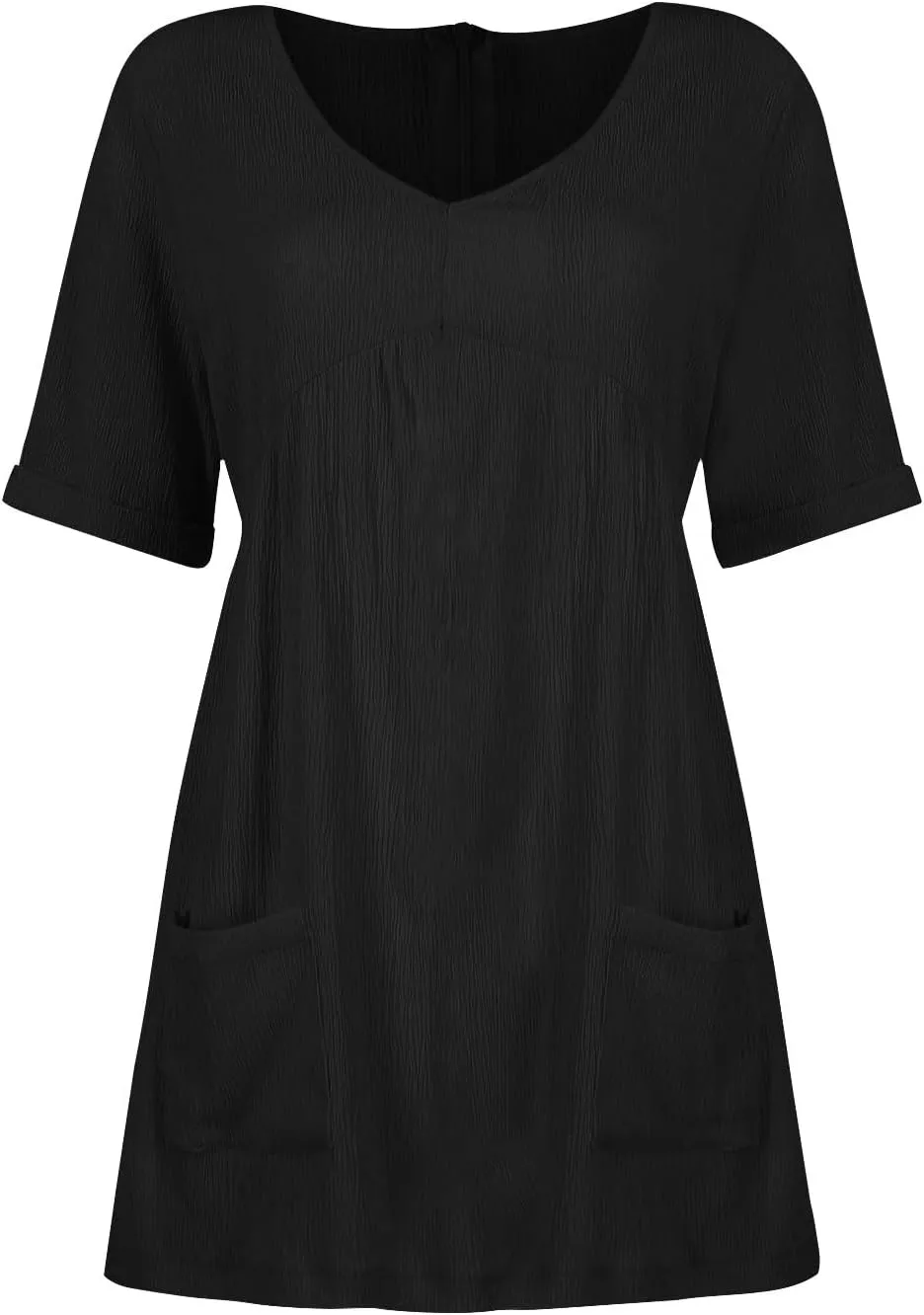 Summer Dresses for Women 2024 Trendy Casual V-Neck Short Sleeve Solid Sundress Loose Comfy Beach Dress with Pockets
