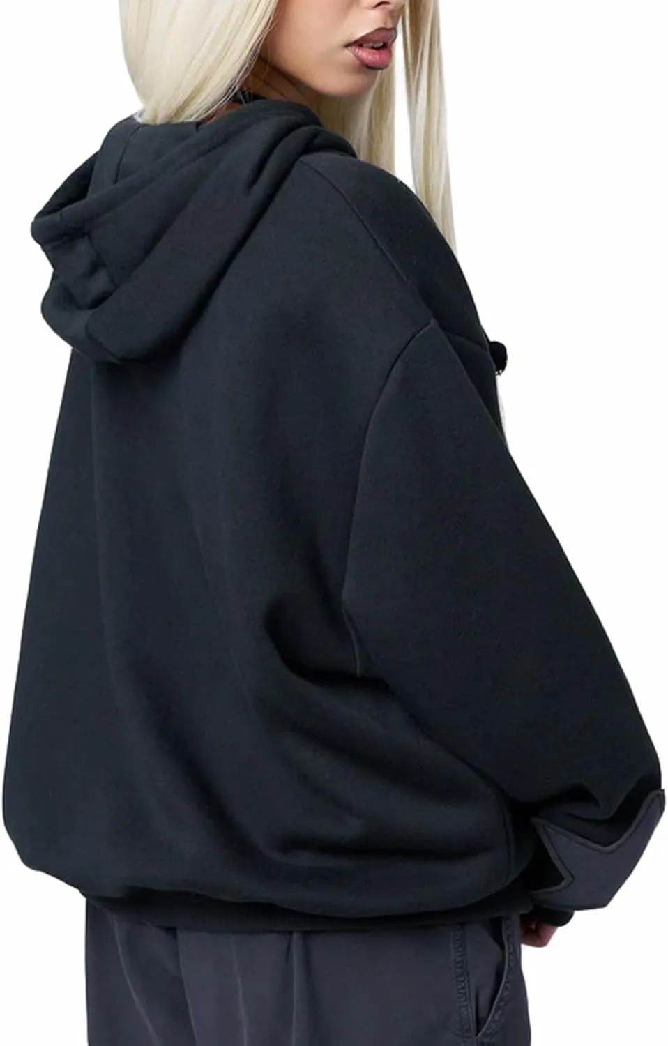 Sunwittafy Women Star Hoodie Y2k Zip Up Hoodies Long Sleeve Oversized Sweatshirt Vintage Punk Jacket Streetwear