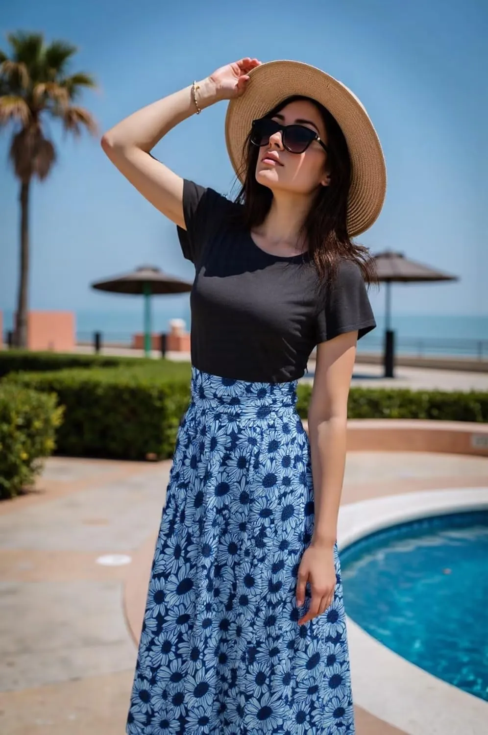 Superband Women Summer 2025 Maxi Dress Vacation Floral Short SleeveSquare Neck Casual Boho Split Beach Long Flowy Sundress