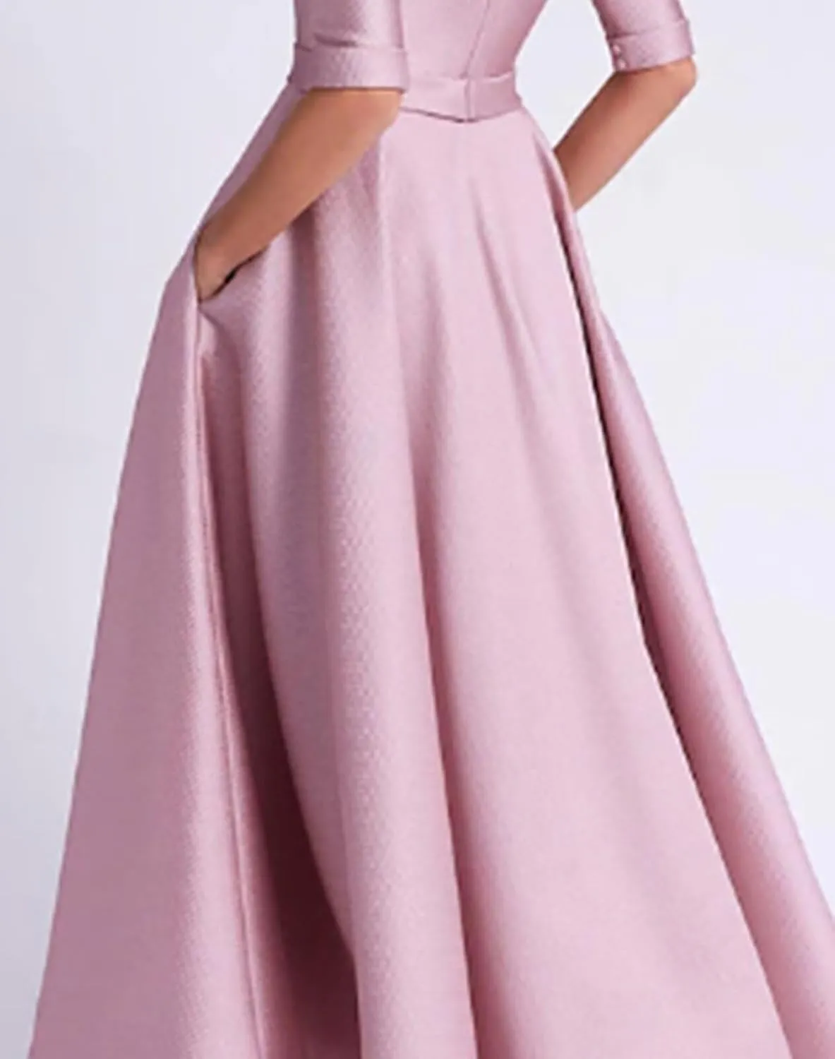 Tea Length Prom Dresses for Women Satin Elegant Formal Evening Gowns A Line Wedding Guest Dress with Sleeves