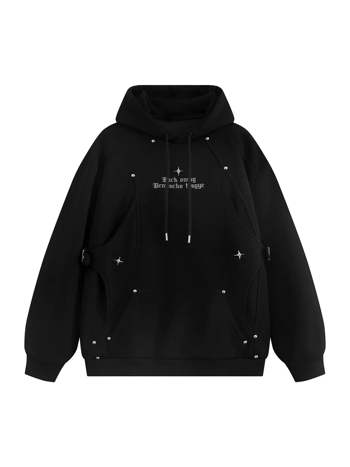 Thesupermade Deconstructed Patchwork Star Beaded Hoodie